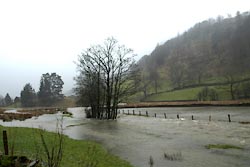flooded fields near the church